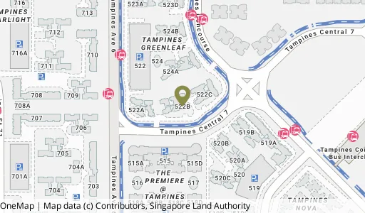Location map of Blk 522B Tampines Ctrl 7, a HDB resale block in Tampines, Singapore