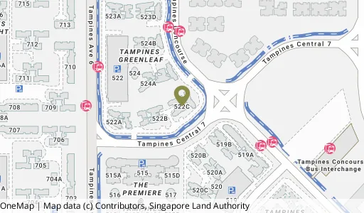 Location map of Blk 522C Tampines Ctrl 7, a HDB resale block in Tampines, Singapore