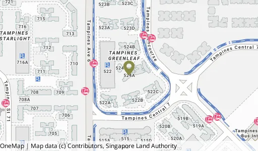 Location map of Blk 524A Tampines Ctrl 7, a HDB resale block in Tampines, Singapore