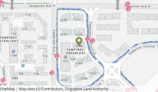 Location map of Blk 524B Tampines Ctrl 7, a HDB resale block in Tampines, Singapore
