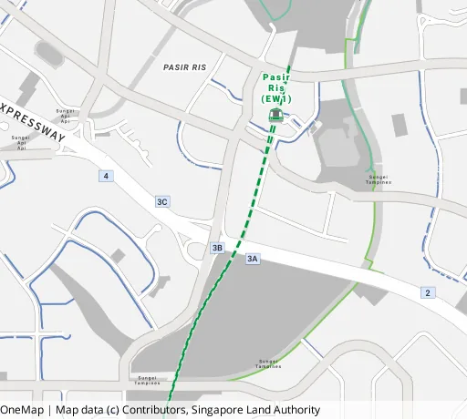 Map of the area around Blk 526D Pasir Ris St 51 in Pasir Ris, showing 400 m and 1 km rings and 2 primary schools within 1 km