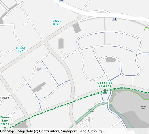Map of the area around Blk 527 Jurong West St 52 in Jurong West, showing 400 m and 1 km rings and 3 primary schools within 1 km