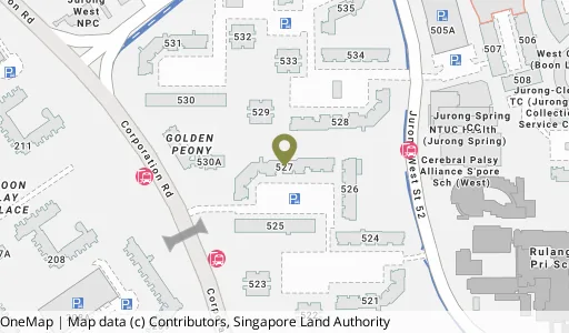 Location map of Blk 527 Jurong West St 52, a HDB resale block in Jurong West, Singapore