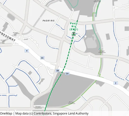 Map of the area around Blk 527B Pasir Ris St 51 in Pasir Ris, showing 400 m and 1 km rings and 2 primary schools within 1 km