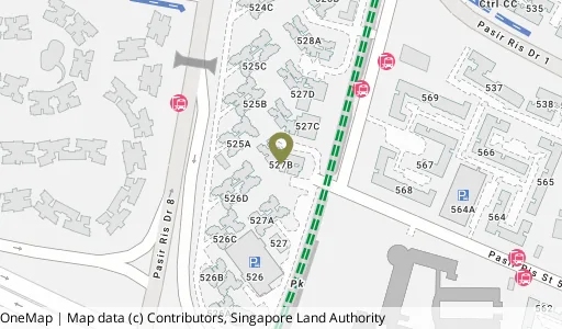 Location map of Blk 527B Pasir Ris St 51, a HDB resale block in Pasir Ris, Singapore
