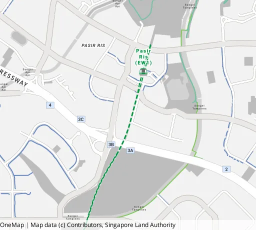 Map of the area around Blk 527C Pasir Ris St 51 in Pasir Ris, showing 400 m and 1 km rings and 2 primary schools within 1 km
