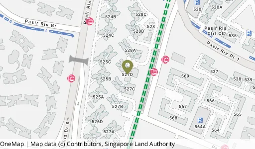 Location map of Blk 527D Pasir Ris St 51, a HDB resale block in Pasir Ris, Singapore