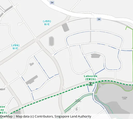 Map of the area around Blk 528 Jurong West St 52 in Jurong West, showing 400 m and 1 km rings and 3 primary schools within 1 km