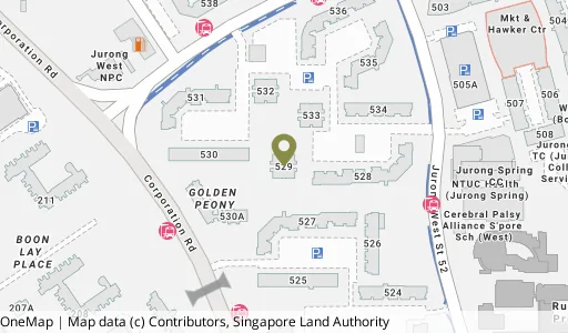 Location map of Blk 529 Jurong West St 52, a HDB resale block in Jurong West, Singapore