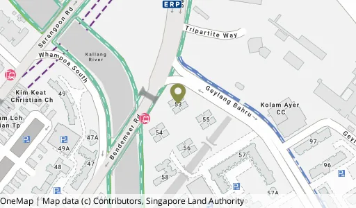 Location map of Blk 53 Geylang Bahru, a HDB resale block in Kallang/Whampoa, Singapore