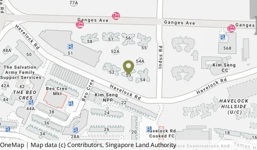 Location map of Blk 53 Havelock Rd, a HDB resale block in Bukit Merah, Singapore