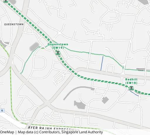 Map of the area around Blk 53 Strathmore Ave in Queenstown, showing 400 m and 1 km rings and 1 primary school within 1 km