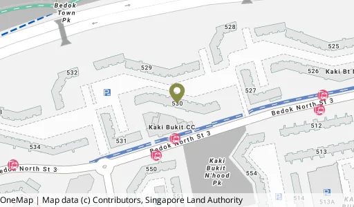 Location map of Blk 530 Bedok Nth St 3, a HDB resale block in Bedok, Singapore