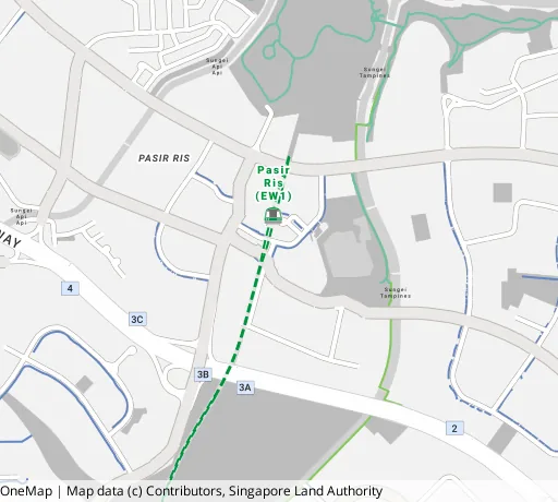 Map of the area around Blk 530B Pasir Ris Dr 1 in Pasir Ris, showing 400 m and 1 km rings and 2 primary schools within 1 km