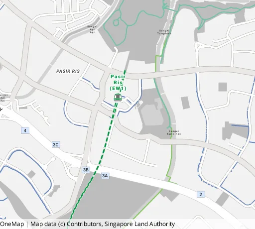 Map of the area around Blk 530C Pasir Ris Dr 1 in Pasir Ris, showing 400 m and 1 km rings and 2 primary schools within 1 km