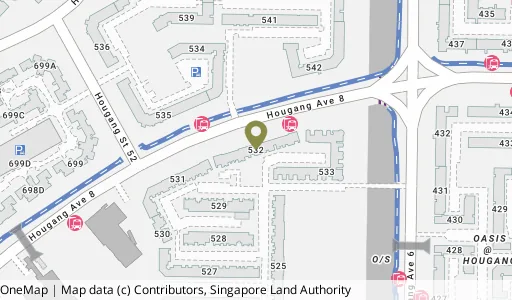 Location map of Blk 532 Hougang Ave 6, a HDB resale block in Hougang, Singapore