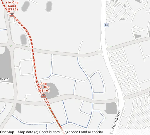 Map of the area around Blk 534 Ang Mo Kio Ave 10 in Ang Mo Kio, showing 400 m and 1 km rings and 1 primary school within 1 km