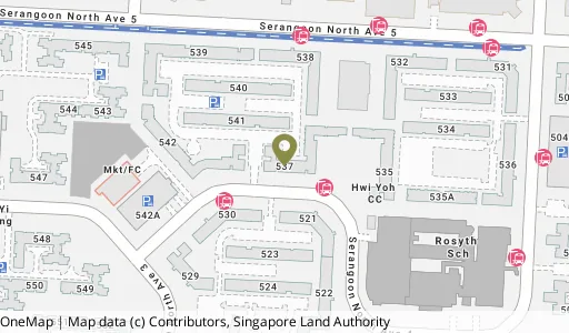 Location map of Blk 537 Serangoon Nth Ave 4, a HDB resale block in Serangoon, Singapore
