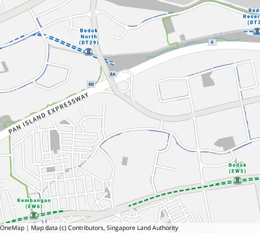 Map of the area around Blk 54 Chai Chee St in Bedok, showing 400 m and 1 km rings and 1 primary school within 1 km