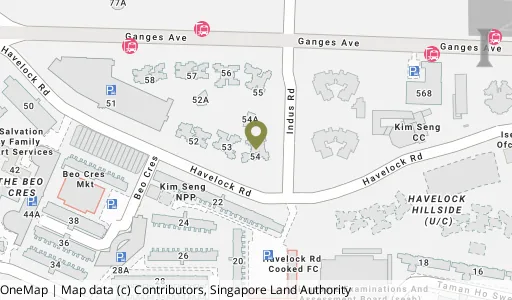 Location map of Blk 54 Havelock Rd, a HDB resale block in Bukit Merah, Singapore