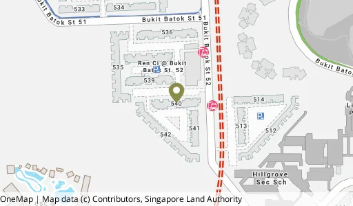 Location map of Blk 540 Bt Batok St 52, a HDB resale block in Bukit Batok, Singapore