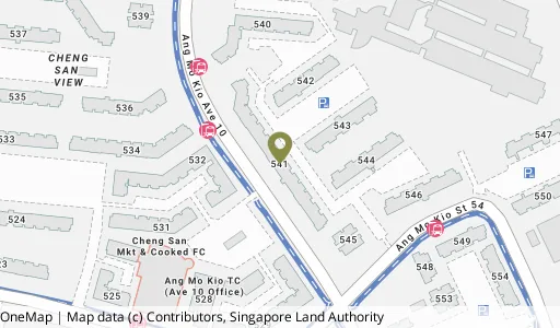 Location map of Blk 541 Ang Mo Kio Ave 10, a HDB resale block in Ang Mo Kio, Singapore