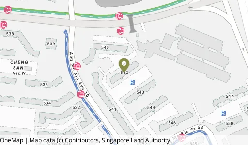 Location map of Blk 542 Ang Mo Kio Ave 10, a HDB resale block in Ang Mo Kio, Singapore