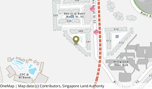 Location map of Blk 542 Bt Batok St 52, a HDB resale block in Bukit Batok, Singapore