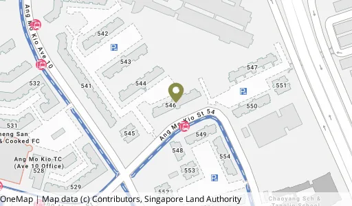 Location map of Blk 546 Ang Mo Kio Ave 10, a HDB resale block in Ang Mo Kio, Singapore