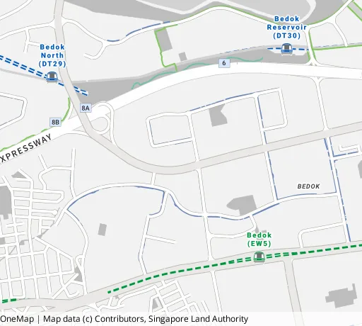 Map of the area around Blk 547B Bedok Nth Ave 1 in Bedok, showing 400 m and 1 km rings and 3 primary schools within 1 km