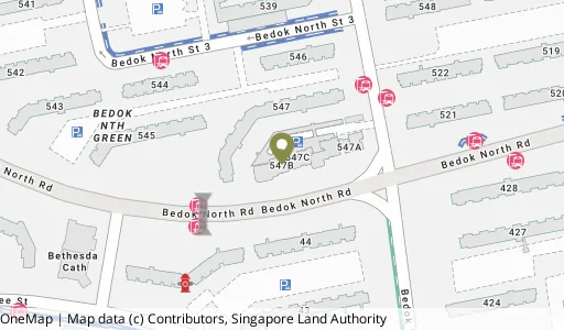 Location map of Blk 547B Bedok Nth Ave 1, a HDB resale block in Bedok, Singapore