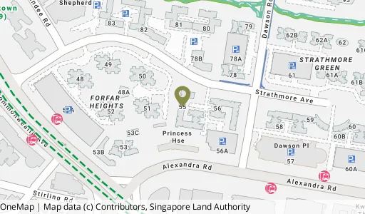 Location map of Blk 55 Strathmore Ave, a HDB resale block in Queenstown, Singapore