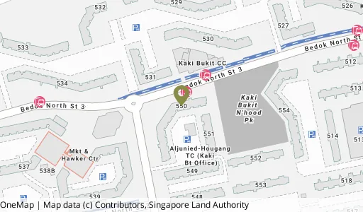 Location map of Blk 550 Bedok Nth Ave 1, a HDB resale block in Bedok, Singapore
