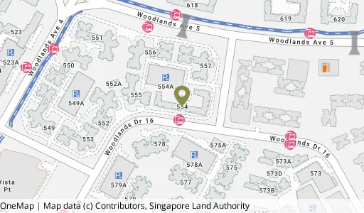 Location map of Blk 554 Woodlands Dr 53, a HDB resale block in Woodlands, Singapore
