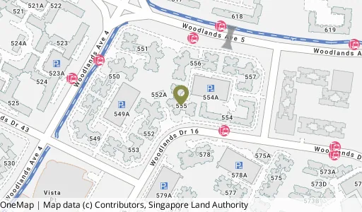 Location map of Blk 555 Woodlands Dr 53, a HDB resale block in Woodlands, Singapore