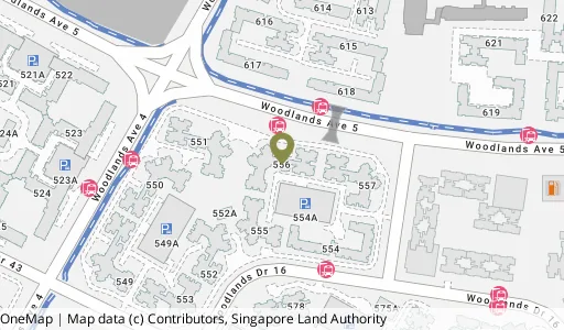 Location map of Blk 556 Woodlands Dr 53, a HDB resale block in Woodlands, Singapore