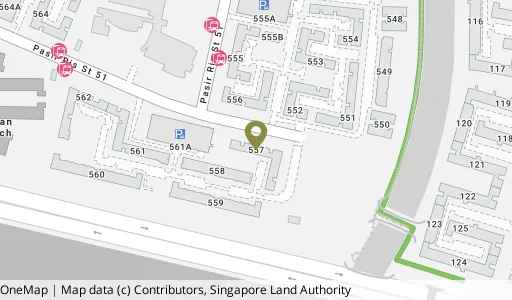 Location map of Blk 557 Pasir Ris St 51, a HDB resale block in Pasir Ris, Singapore
