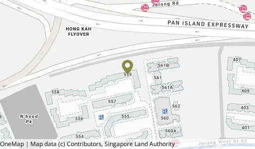 Location map of Blk 559 Jurong West St 42, a HDB resale block in Jurong West, Singapore