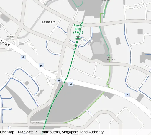 Map of the area around Blk 568 Pasir Ris St 51 in Pasir Ris, showing 400 m and 1 km rings and 3 primary schools within 1 km