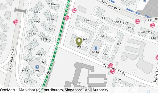 Location map of Blk 568 Pasir Ris St 51, a HDB resale block in Pasir Ris, Singapore