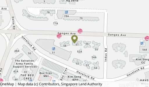 Location map of Blk 57 Havelock Rd, a HDB resale block in Bukit Merah, Singapore