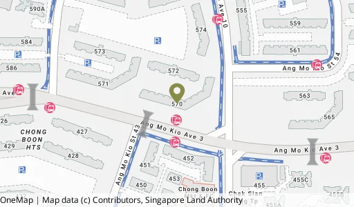 Location map of Blk 570 Ang Mo Kio Ave 3, a HDB resale block in Ang Mo Kio, Singapore