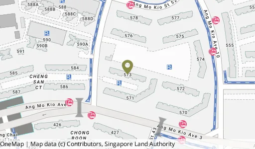 Location map of Blk 573 Ang Mo Kio Ave 3, a HDB resale block in Ang Mo Kio, Singapore