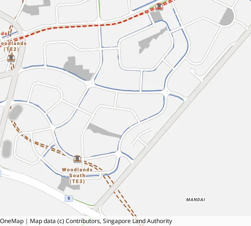 Map of the area around Blk 573A Woodlands Dr 16 in Woodlands, showing 400 m and 1 km rings and 4 primary schools within 1 km