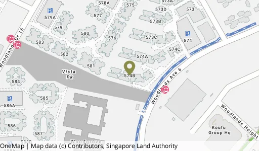Location map of Blk 574B Woodlands Dr 16, a HDB resale block in Woodlands, Singapore