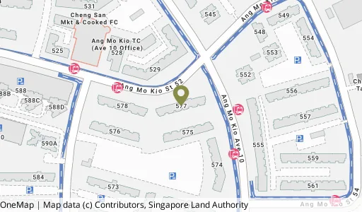 Location map of Blk 577 Ang Mo Kio Ave 10, a HDB resale block in Ang Mo Kio, Singapore