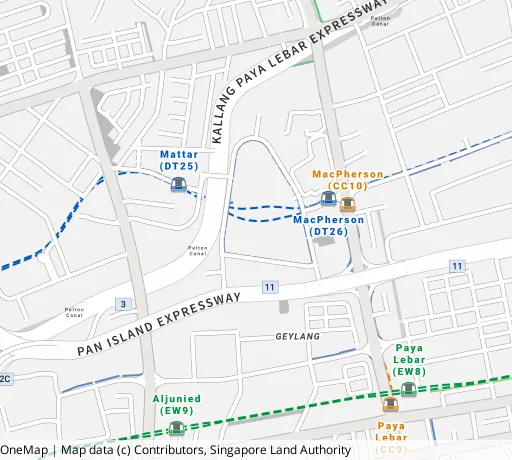 Map of the area around Blk 58 Circuit Rd in Geylang, showing 400 m and 1 km rings and 2 primary schools within 1 km