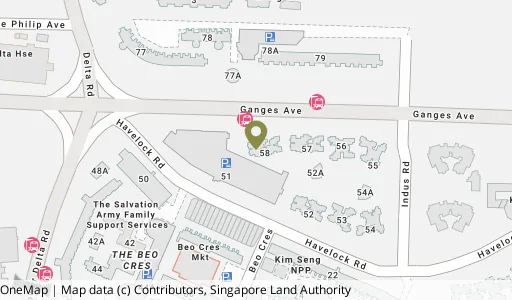 Location map of Blk 58 Havelock Rd, a HDB resale block in Bukit Merah, Singapore