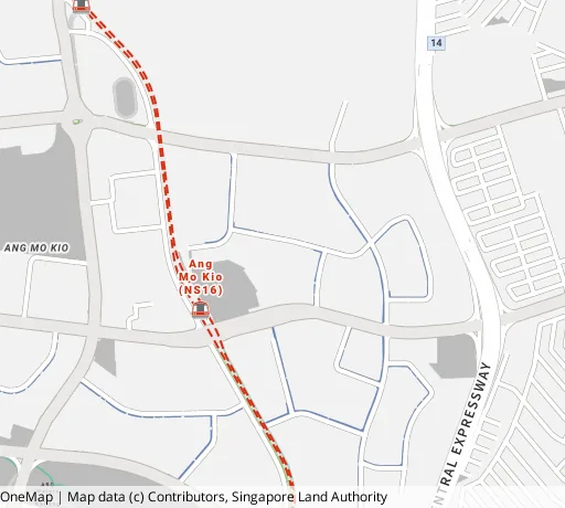 Map of the area around Blk 588A Ang Mo Kio St 52 in Ang Mo Kio, showing 400 m and 1 km rings and 2 primary schools within 1 km