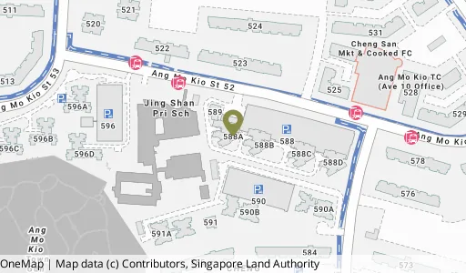 Location map of Blk 588A Ang Mo Kio St 52, a HDB resale block in Ang Mo Kio, Singapore